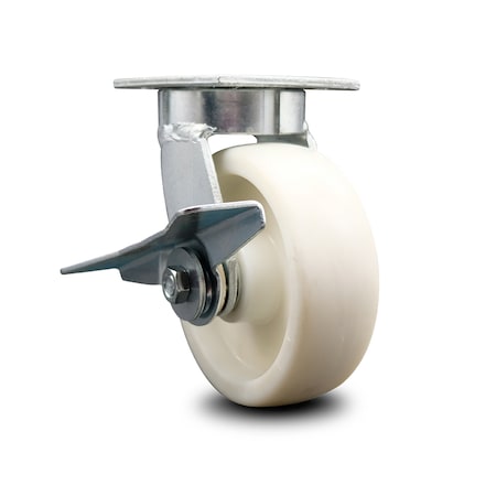 Service Caster 6 Inch Kingpinless Nylon Wheel Swivel Caster with Brake SCC-KP30S620-NYR-SLB